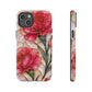 Stained Glass Effect Carnation Floral Tough Phone Case – Pink Vintage Botanical Protective Cover