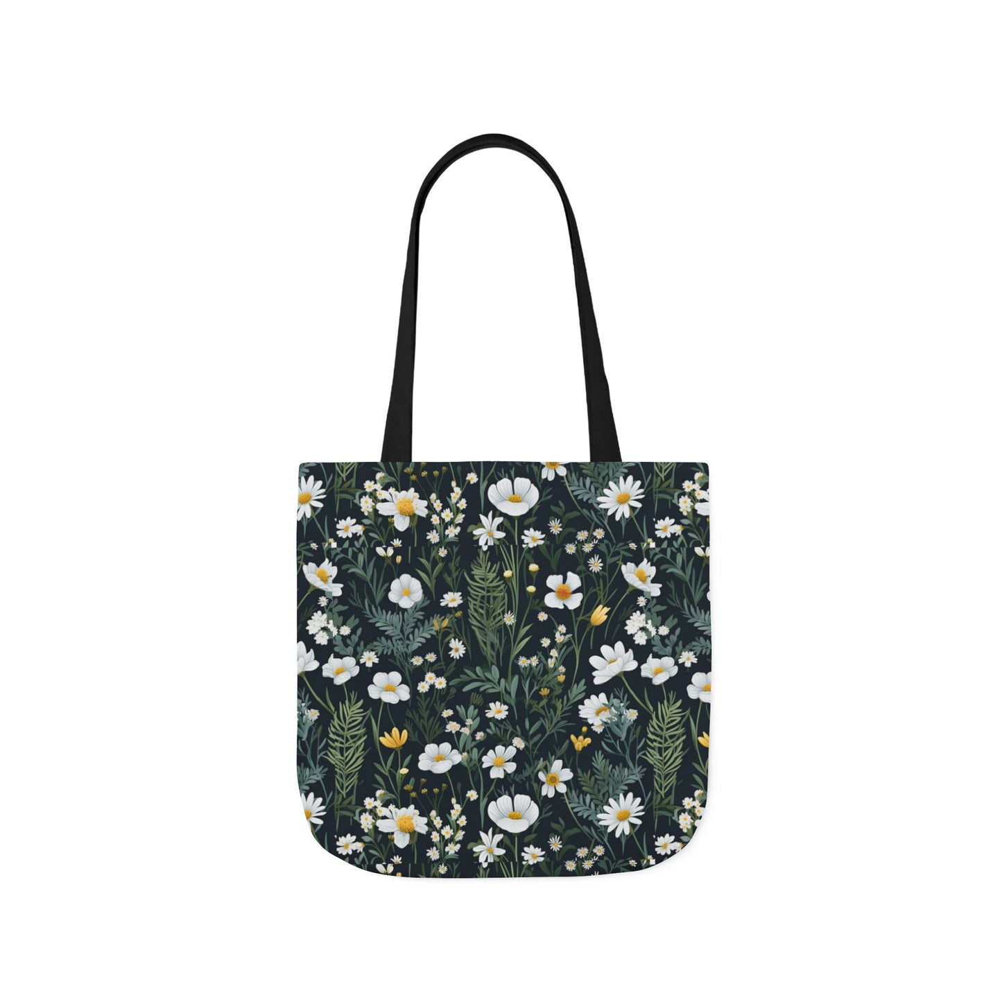 Daisy Delight Floral Canvas Tote Bag with 5-Color Straps | Eco-Friendly Shopping Bag