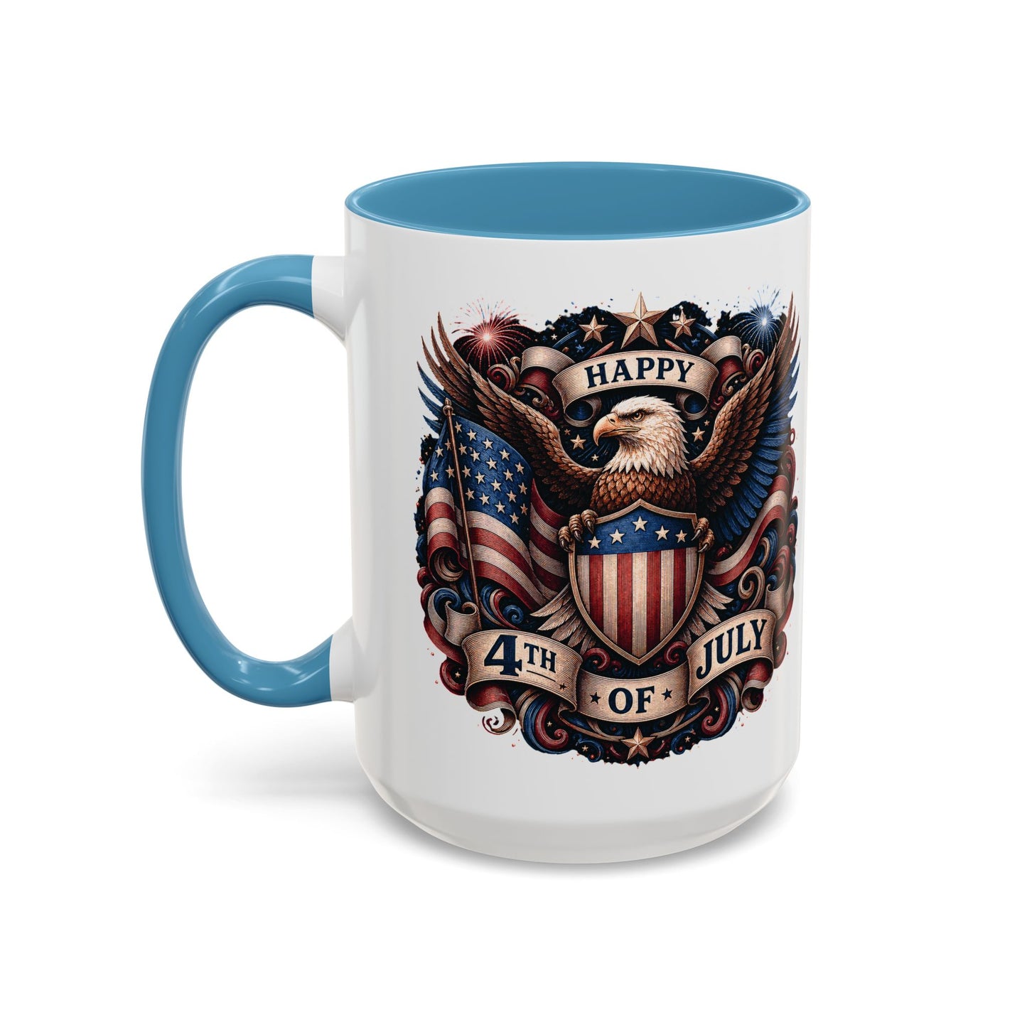 4th of July Eagle Coffee Mug — Patriotic American Flag Accent Mug (11/15oz)