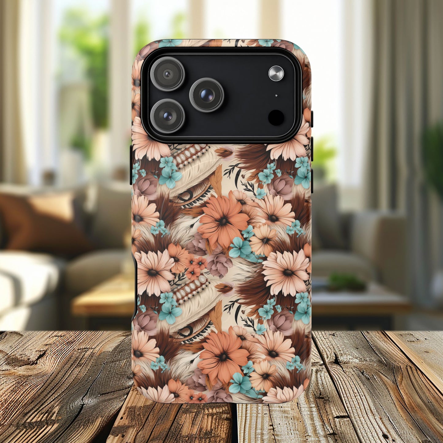 Spirit in Bloom Tough iPhone Magnetic Cases, Cute iPhone Accessories, Flower Design, Gifts for iPhone 14, 15, 16, 17, Pro Max, Boho Style, Western Style