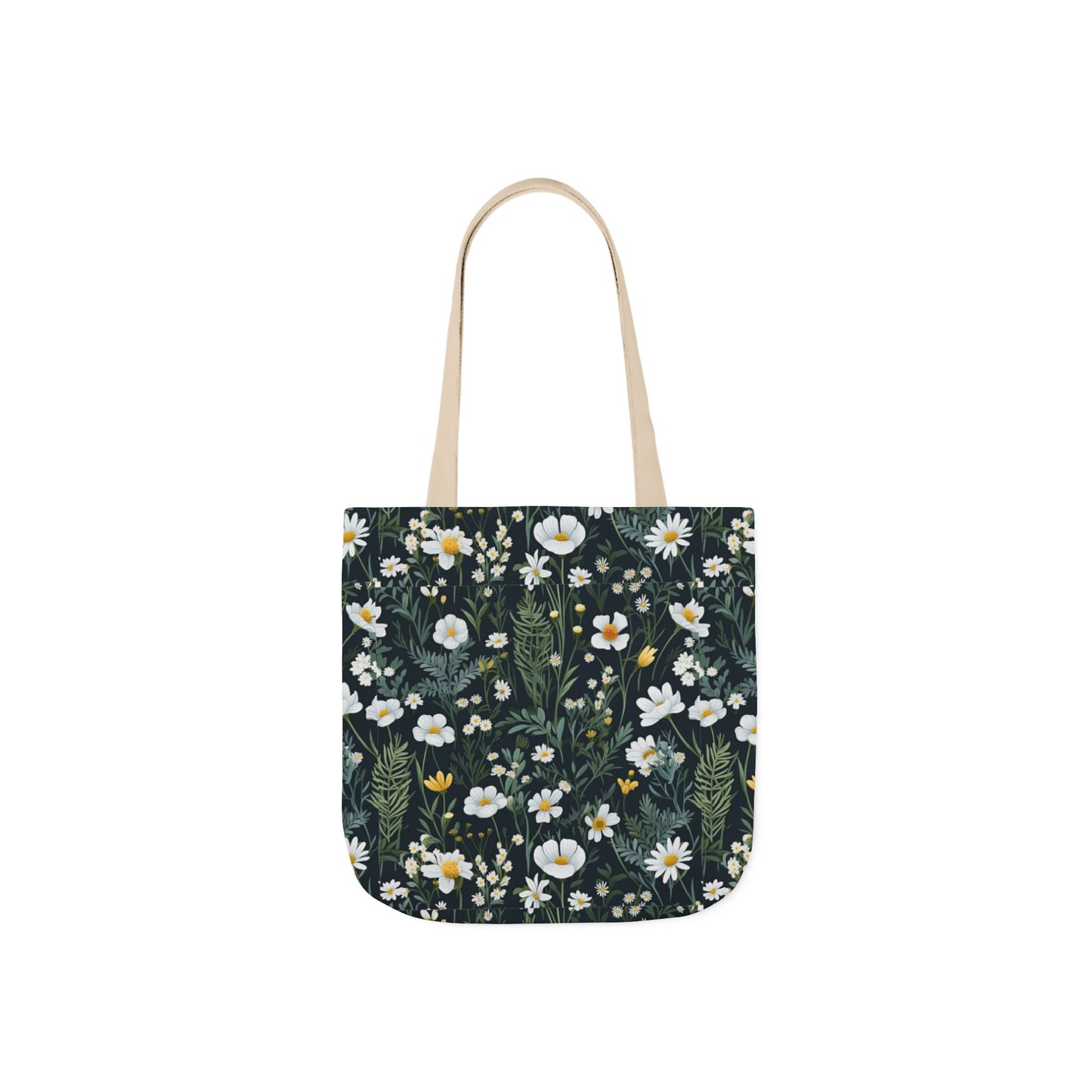 Daisy Delight Floral Canvas Tote Bag with 5-Color Straps | Eco-Friendly Shopping Bag