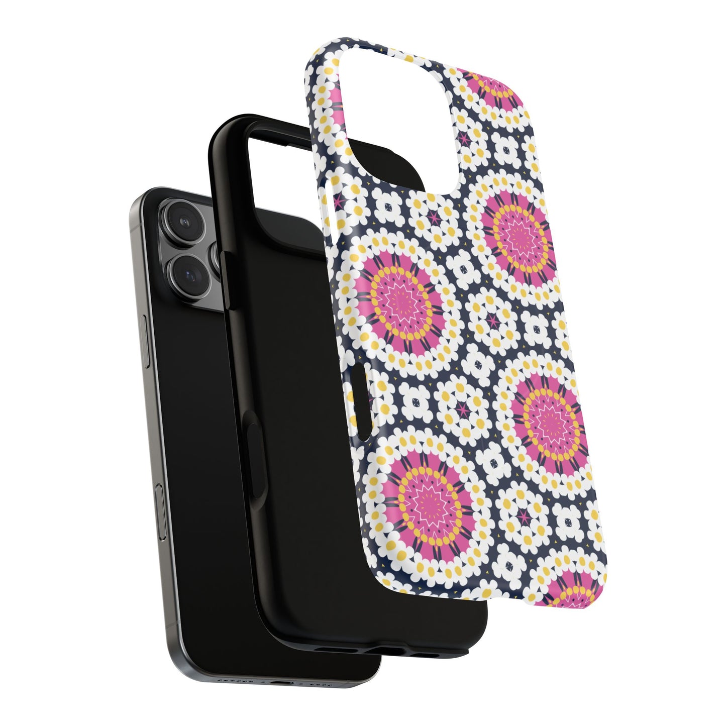 Petal Prism Pop Tough Magnetic iPhone Case, Tough Protection, Unique Design, Gift for Her, iPhone Accessories, Boho Style, Floral MagSafe Accessory.