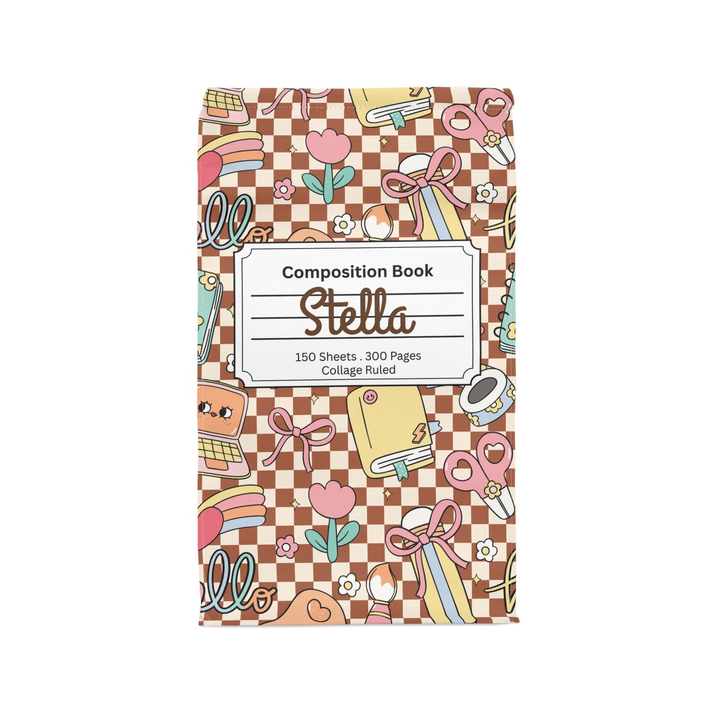 Custom Brown Doodle Daydream Composition Book Inspired Stylish Polyester Lunch Box for Kids - Perfect for School, Picnics, or Snacks | Personalized ABC Design, Back to School, Family [...]