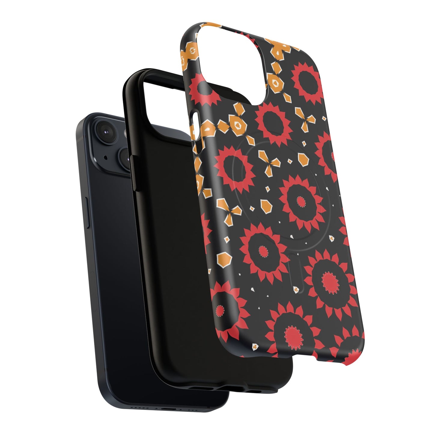 Midnight Ember Bloom Tough Magnetic iPhone Case, Bohemian Floral Design, Stylish iPhone Protection, Gift for Her, Trendy iPhone Accessories