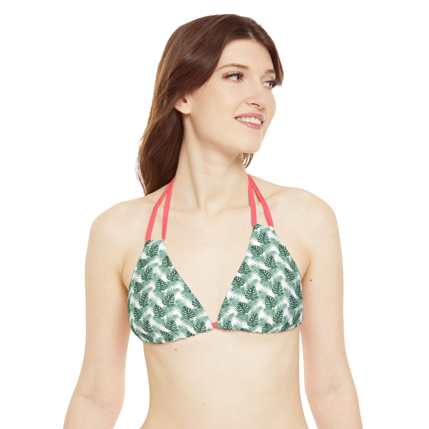 White Tropical Bliss Strappy Bikini Set (AOP)