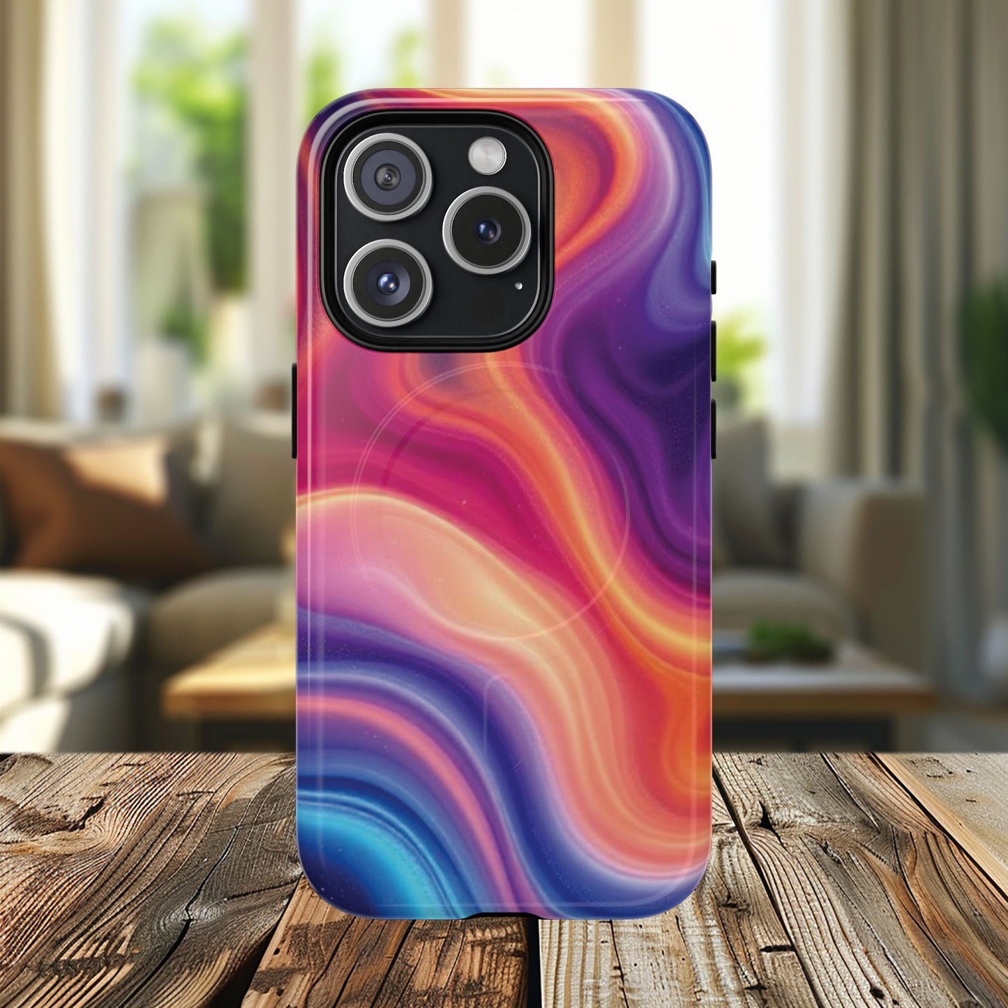 Cosmic Lava Flow Colorful Abstract iPhone Case , Tough Magnetic Protection, Stylish Accessories, Gift for Tech iPhone Lovers, Vibrant Mobile Covers