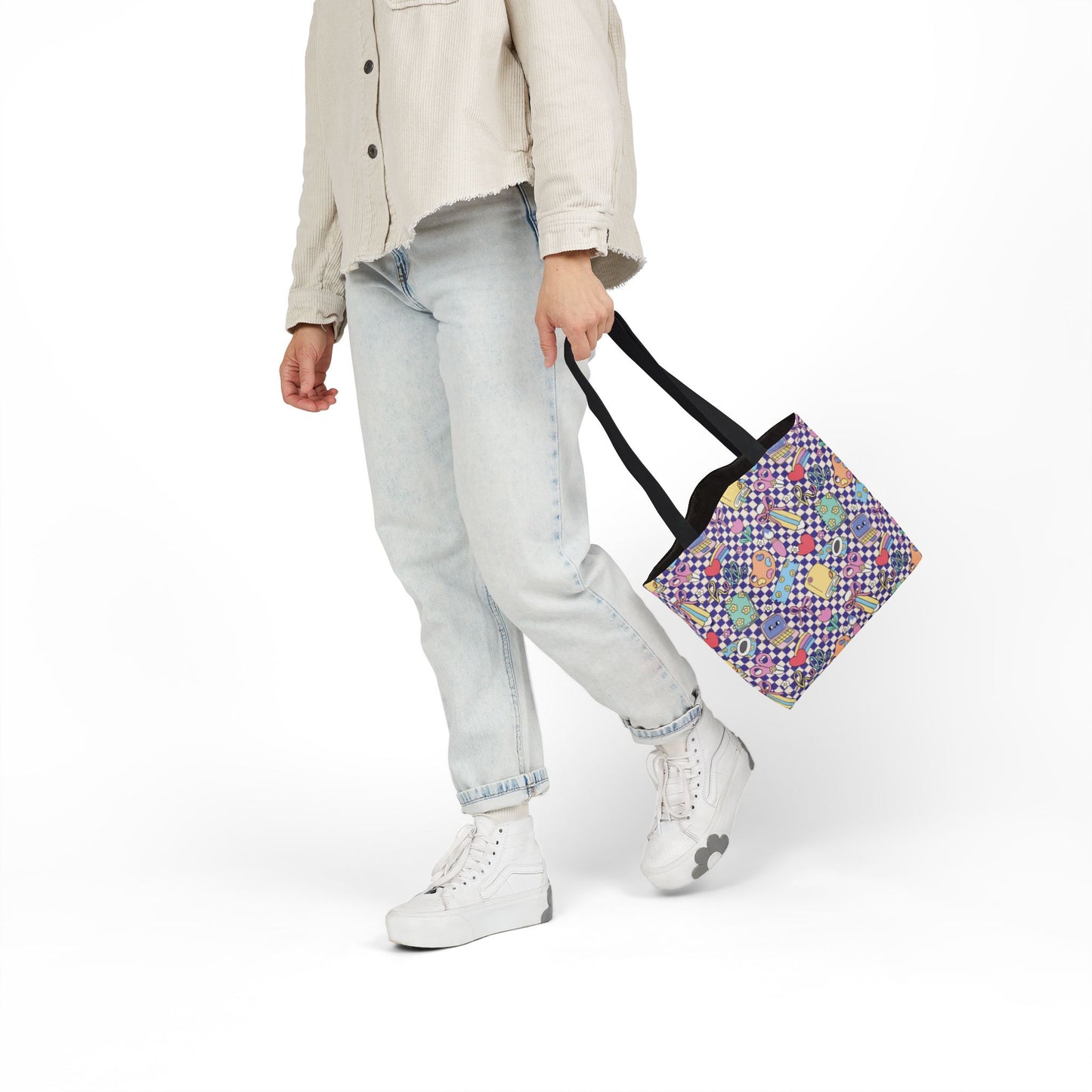 Personalized Purple Doodle Daydream Composition Book Inspired Canvas Tote Bag with Colorful Straps, Cute School Bag, Eco-Friendly Tote, Back to School Shopping Bag, Teacher Gift Idea