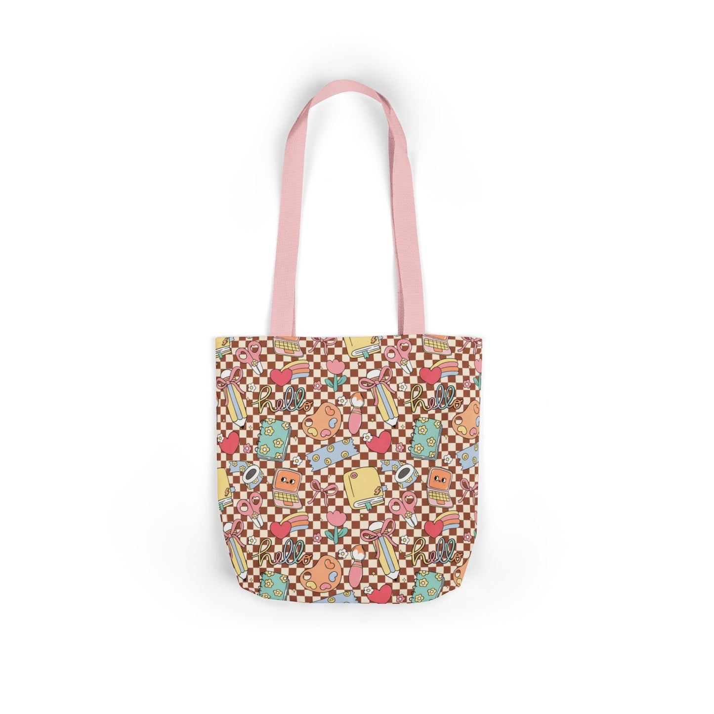 Personalized Brown Doodle Daydream Composition Book Inspired Canvas Tote Bag with Colorful Straps, Cute School Bag, Eco-Friendly Tote, Back to School Shopping Bag, Teacher Gift Idea