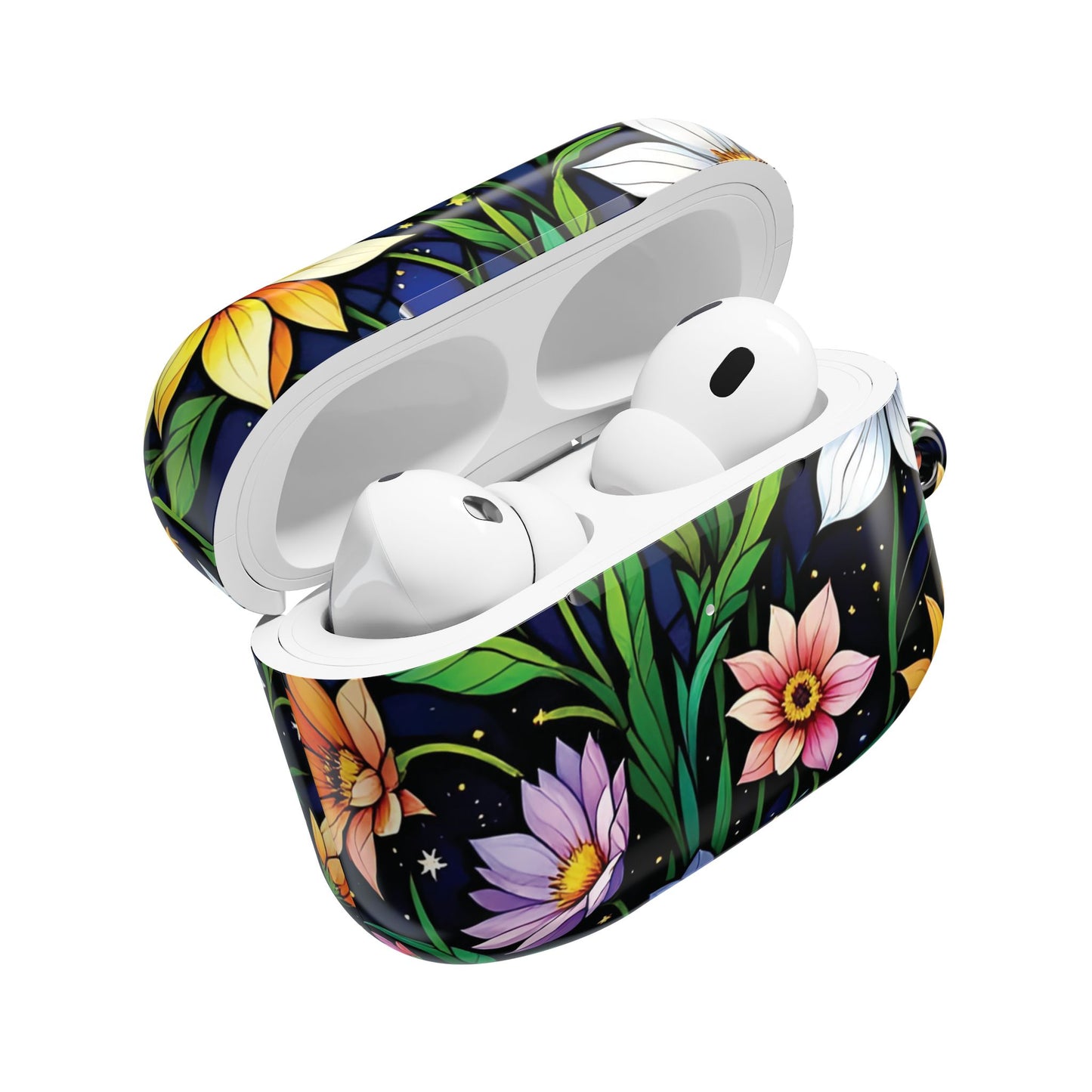Flower Garden Stained Glass AirPod Case — Colorful Garden Protective Cover- Airpods Pro Gen 1 and 2, Gen 1 to 4.