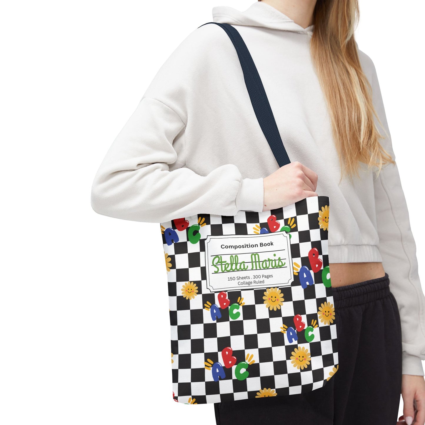 Personalized Schoolyard Chic Composition Book Inspired Tote Bag, Back to School Tote, Teacher Gift, Kids Bag, Custom Name Bag, Educational Accessories, Back to School Tote Bag.