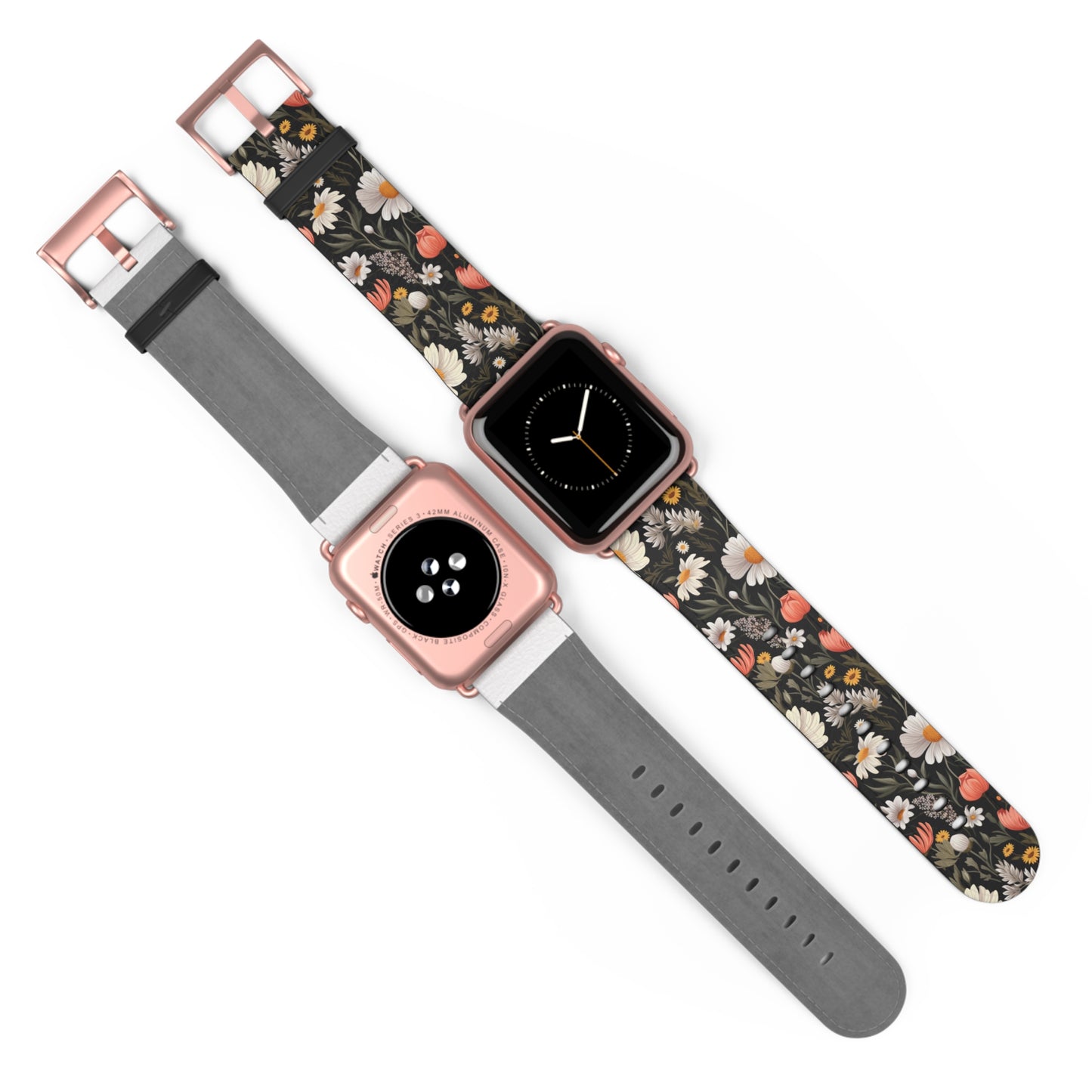 Blossom Elegance: Noir Garden Floral Watch Band - Stylish Floral Design for Smartwatches