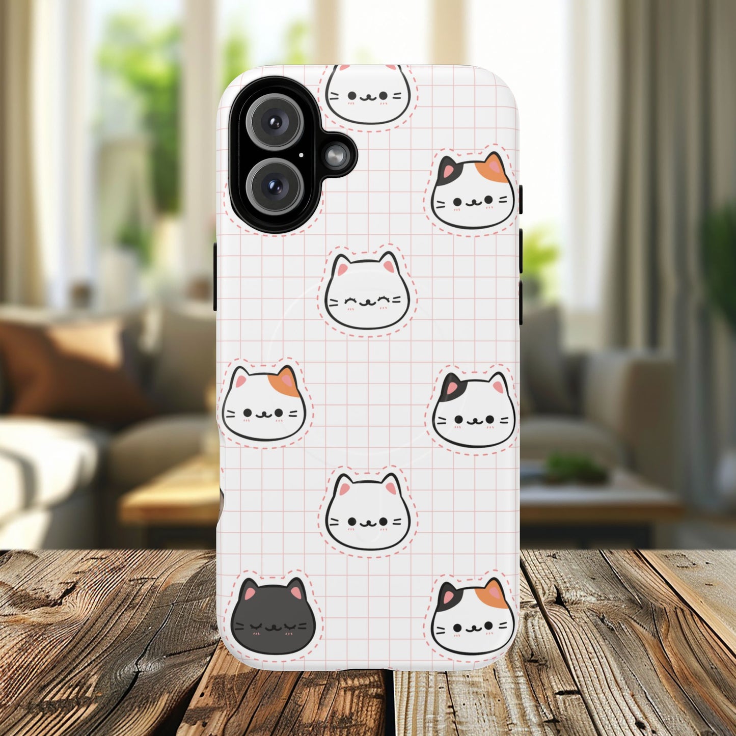 Cute Cat Tough Magnetic Case, iPhone Cover, Cat Lover Gift, Cute Cat Accessories, Pet-Themed iPhone Case