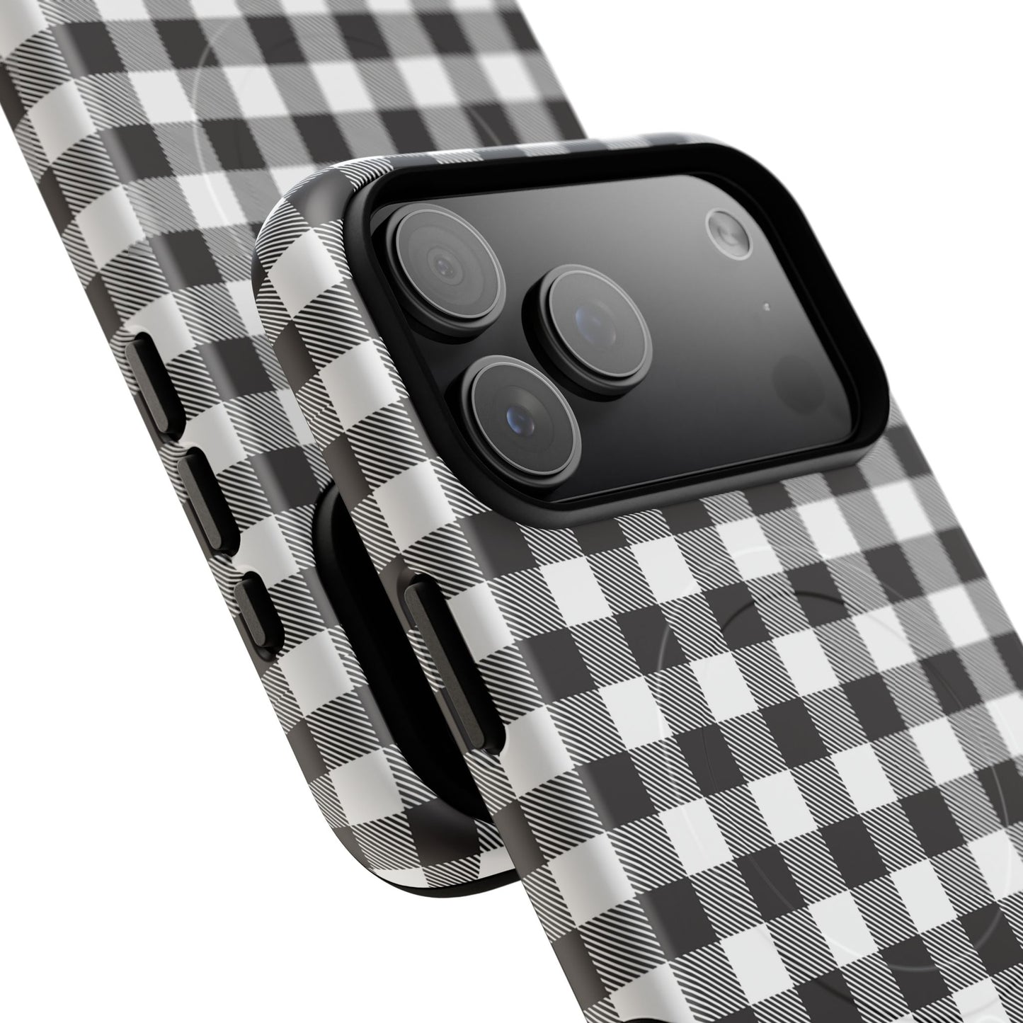 Black and White Gingham Phone Case, Tough Magnetic Cases, Stylish Phone Cover, Gift for Her, Trendy Phone Accessory, Checkered Print