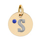 Engraved Birthstone Circle Charm — Personalized Initial Pendant.