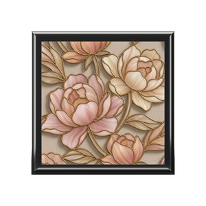 Floral Peony Jewelry Box — Pink Gold Decorative Keepsake