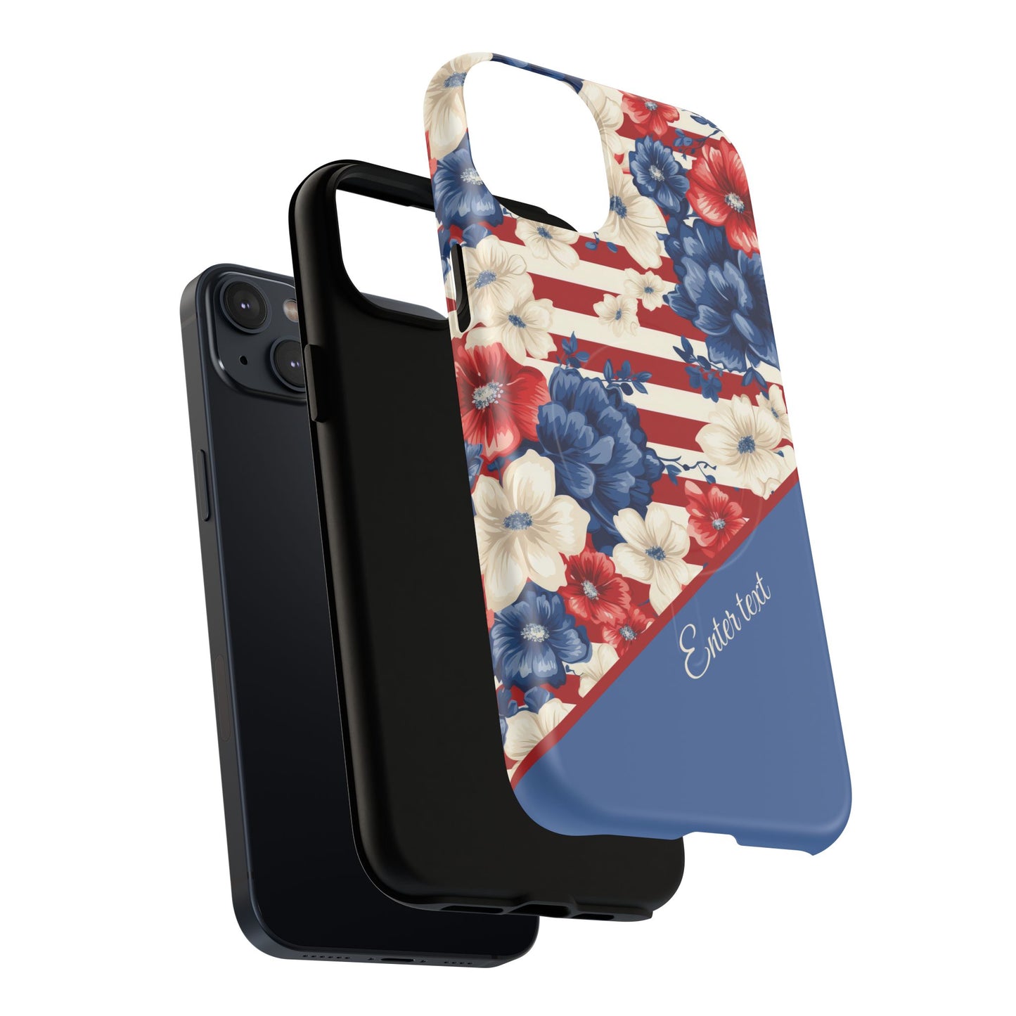 Personalized Stars, Stripes & Petals Tough Magnetic MagSafe Case, Patriotic Cover, Floral Design, Durable Protection, Gift for Her, Summer Vibes