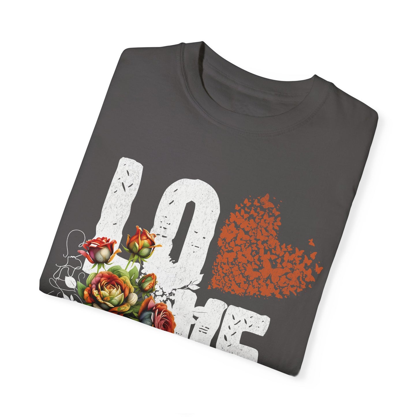 Romantic Floral Love T-Shirt | Unisex Garment-Dyed Tee for Couples