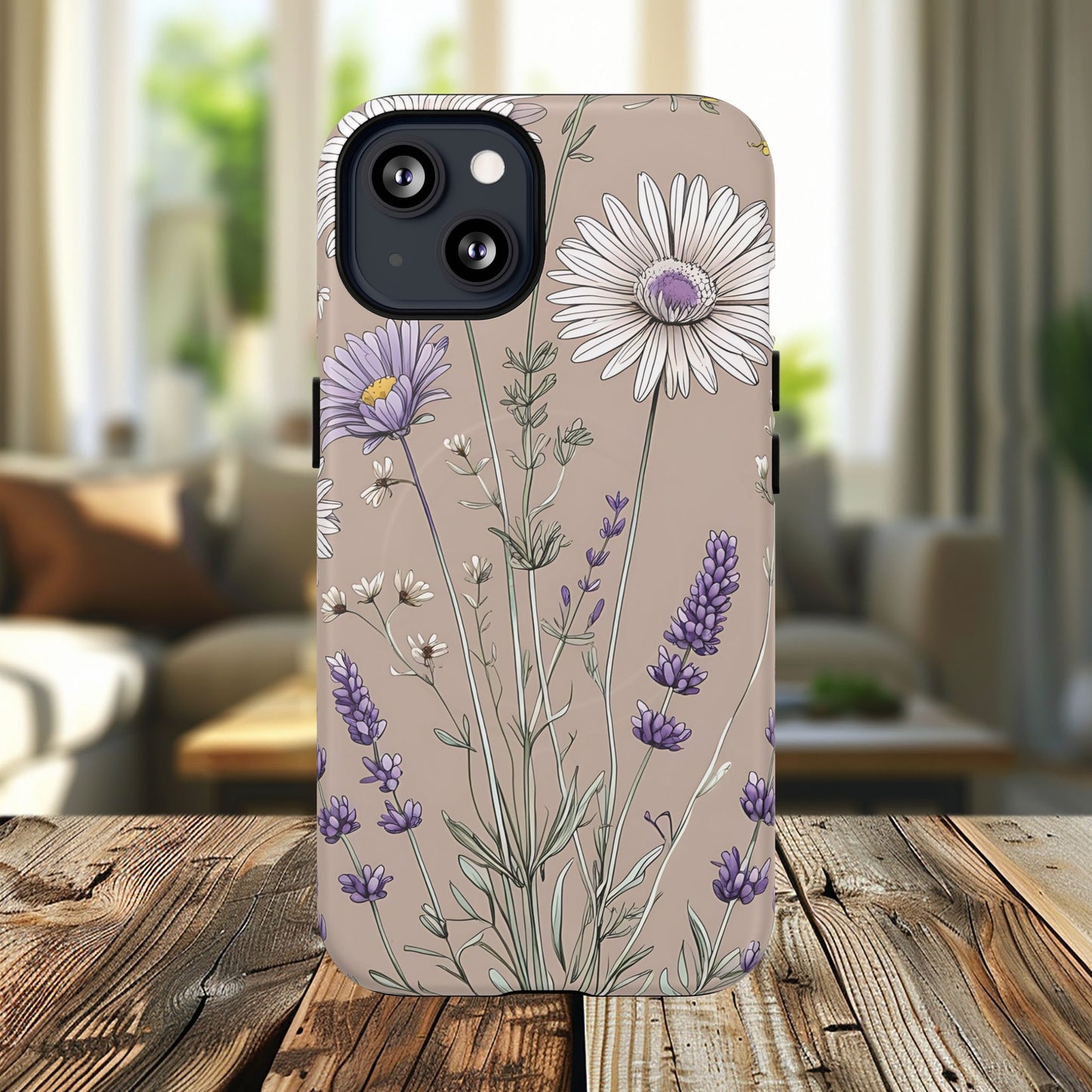 Lavender Floral Tough Magnetic Phone Case | Durable Protective Cover, Flower Design, Gifts for Her, Phone Accessories, Nature Lover