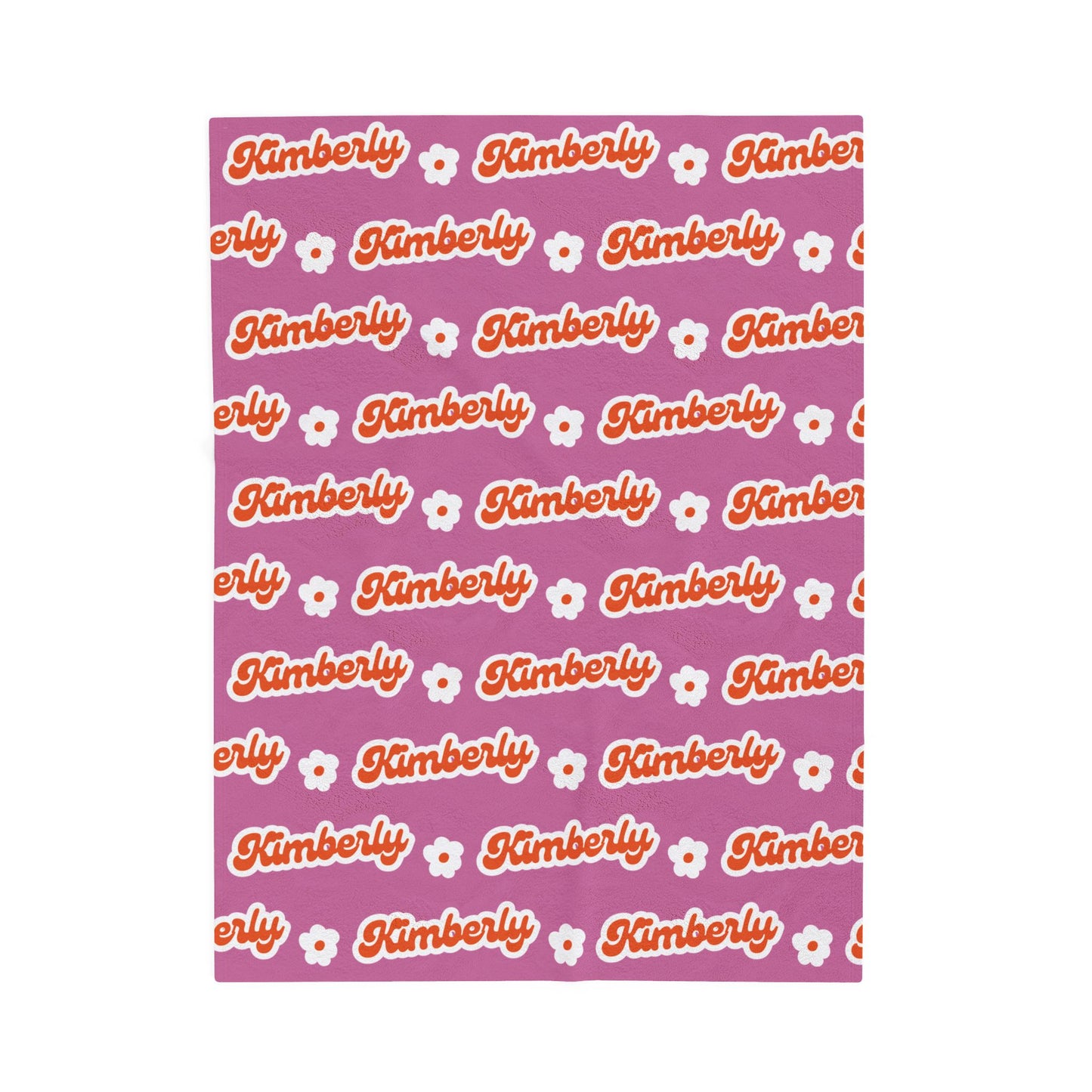 Personalized Name Velveteen Plush Blanket — Retro Script Pattern Cozy Throw, Gift for Her, Gift for Him