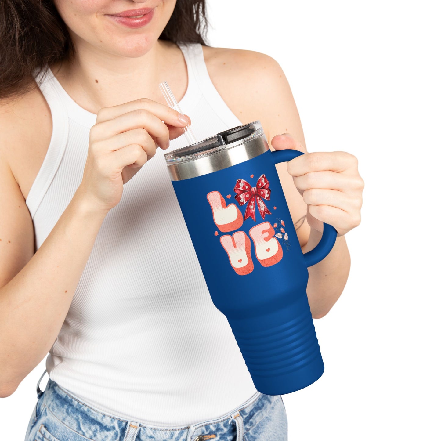 LOVE Coquette  40oz Travel Mug, Coquette Tumbler, Gift for Her.