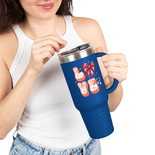 LOVE Coquette  40oz Travel Mug, Coquette Tumbler, Gift for Her.
