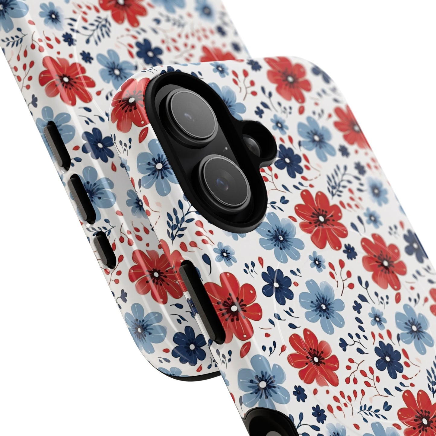Patriotic Floral Dreams Tough Magnetic iPhone Cases, Durable, Stylish, Gift for Her, Protective Phone Cover, Spring Floral Design