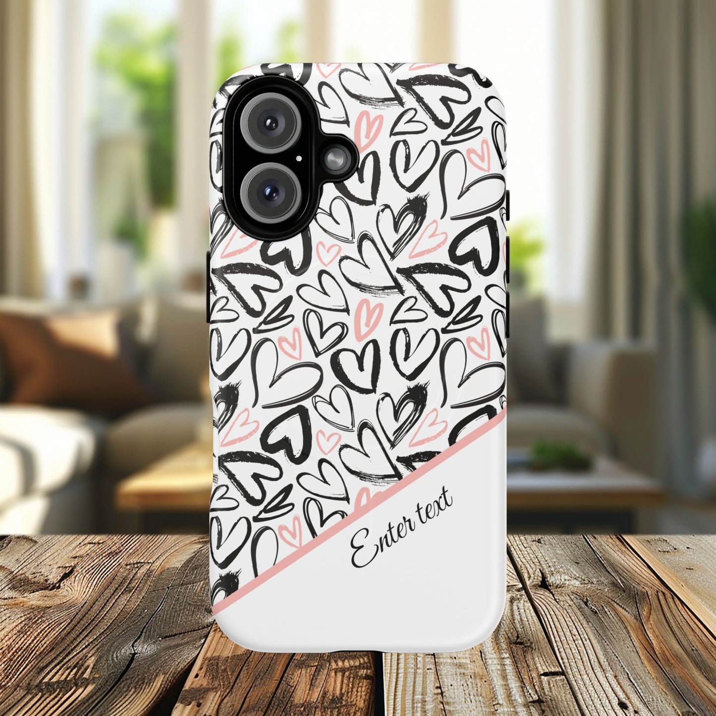 Heart Scribbles Tough Magnetic MagSafe®Case - Cute, Stylish, Gifts for Her, Love, Valentine's Day,  iPhone® 13, 14, 15, 16, 17, Pro, Pro Max, Plus Cases.