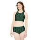 Black Tropical Bliss Sporty Bikini Set (AOP)