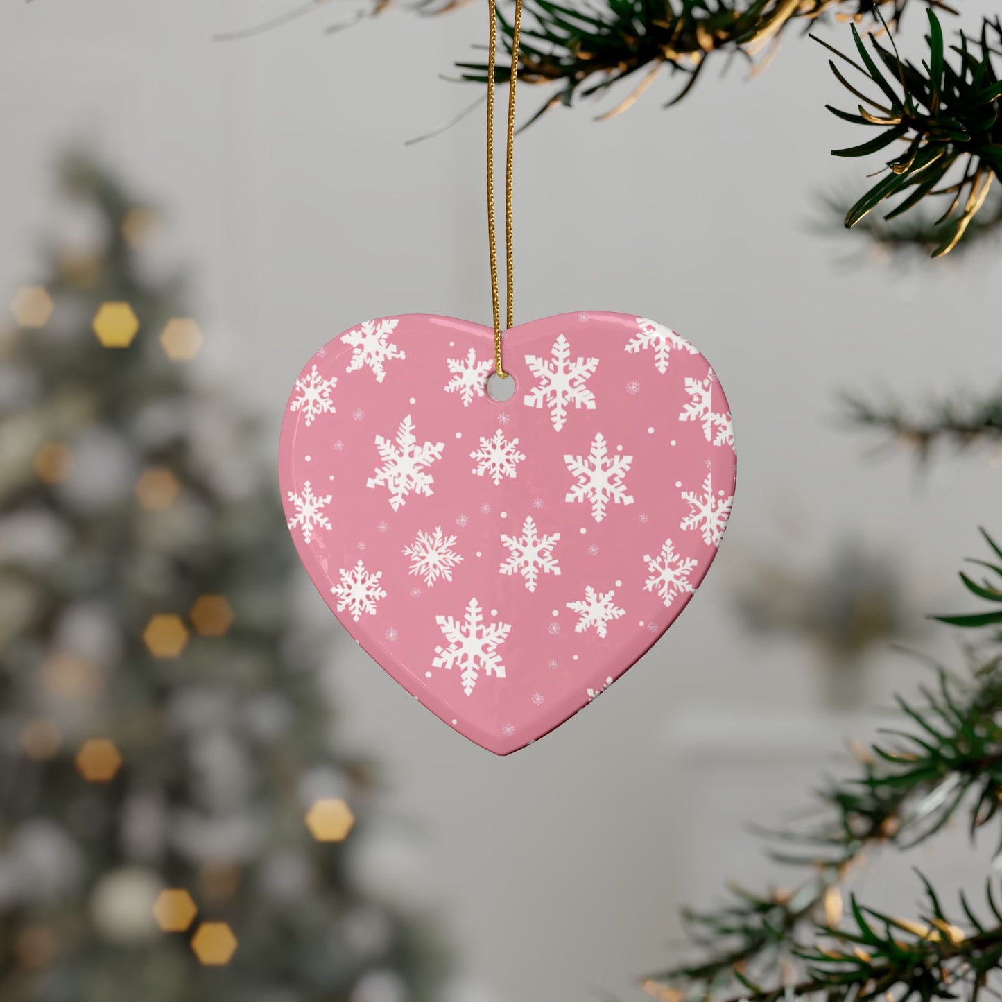 Pink Snowflake Elegance Ceramic Ornaments (1pcs, 5pcs, 10pcs, 20pcs)