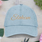 Denim 'ELOHIM, GENESIS 1:1' Hat (Embroidery), Stylish Casual Hat, Gift for Him/Her, Summer Accessory, Trendy Streetwear, Spiritual Fashion.