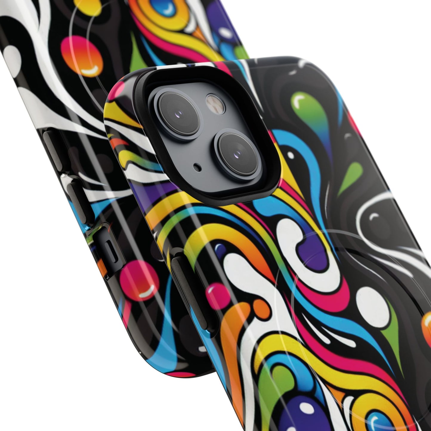 Vibrant Yin Yang Pop Splash Tough Magnetic iPhone Cases, Bold Artwork, Customizable Protection, Gift for Tech Lovers, Colorful iPhone Accessories