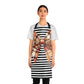 Striped Brown Bow Grilling Apron with Tie Straps (AOP).