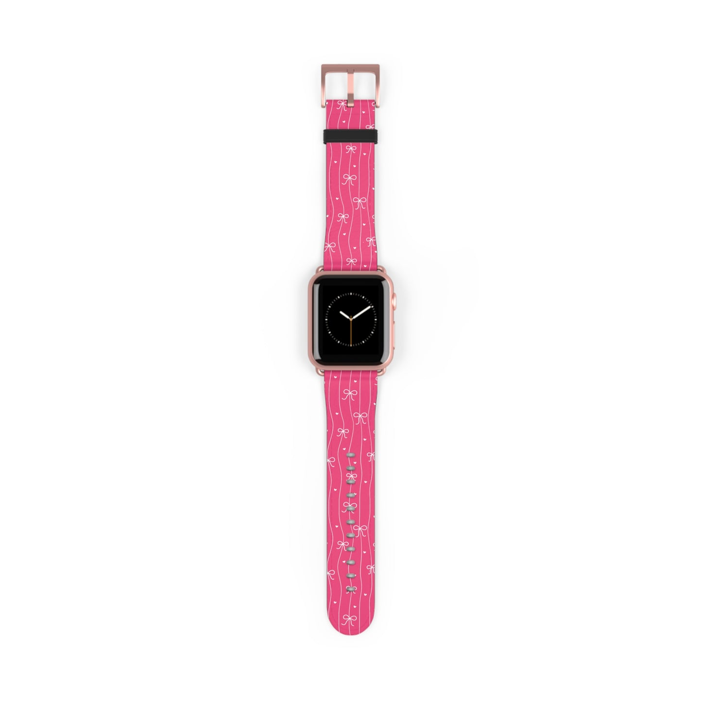 Pink Bow Coquette Watch Band ONLY — Cute Ribbon-Stripes Apple Watch Strap