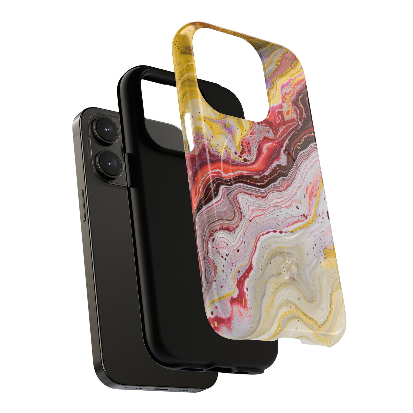 Colorful Red Marble iPhone Case, Tough Magnetic Cases, Stylish iPhone Protection, Unique Gift for iPhone Lovers, iPhone Accessories