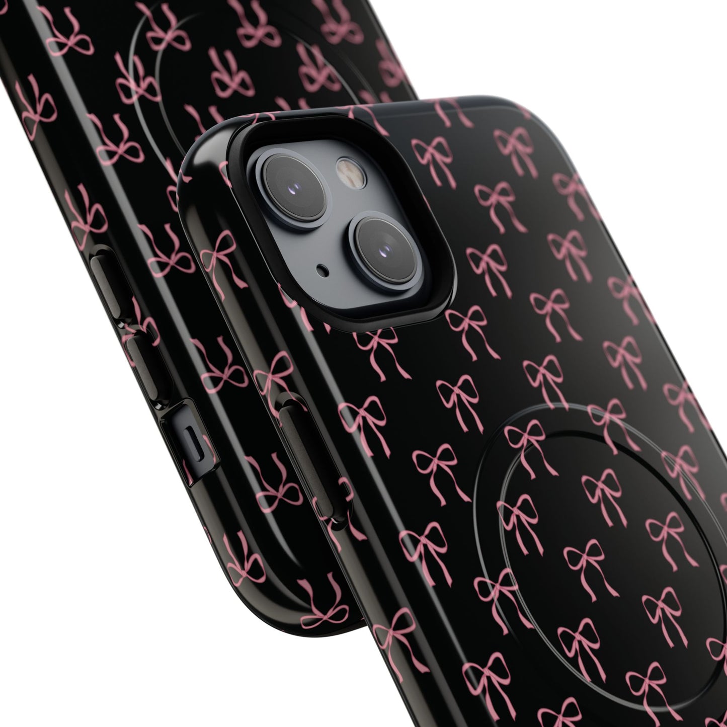 Coquette Chic Bow-Patterned Tough Magnetic iPhone Case, Stylish Gift for Her, Protective iPhone Cover, Trendy Accessory, iPhone Birthday Gift, Fashionable Tech