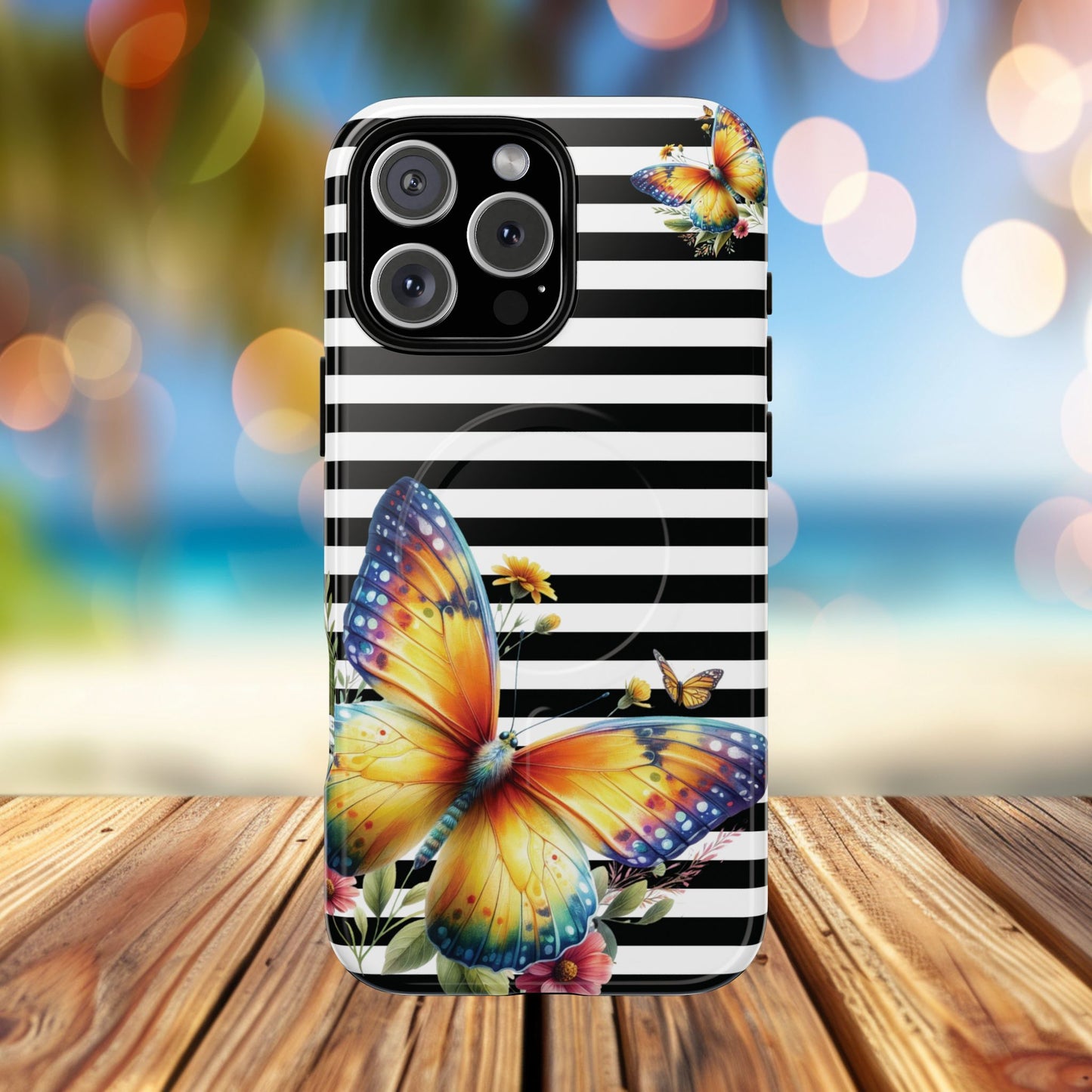 Botanic Flight Tough iPhone Magnetic Cases, Floral iPhone Cover, Stylish Tech Accessory, Gift for Nature Lovers, Butterfly Design, Unique Phone Protector