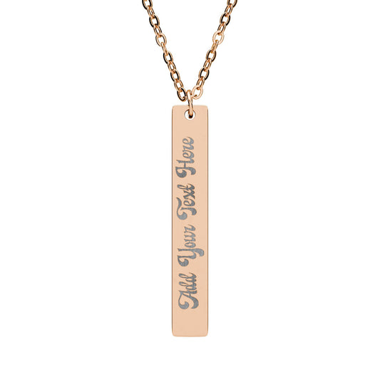 Engravable Vertical Bar Necklace — Personalized Name & Message Pendant