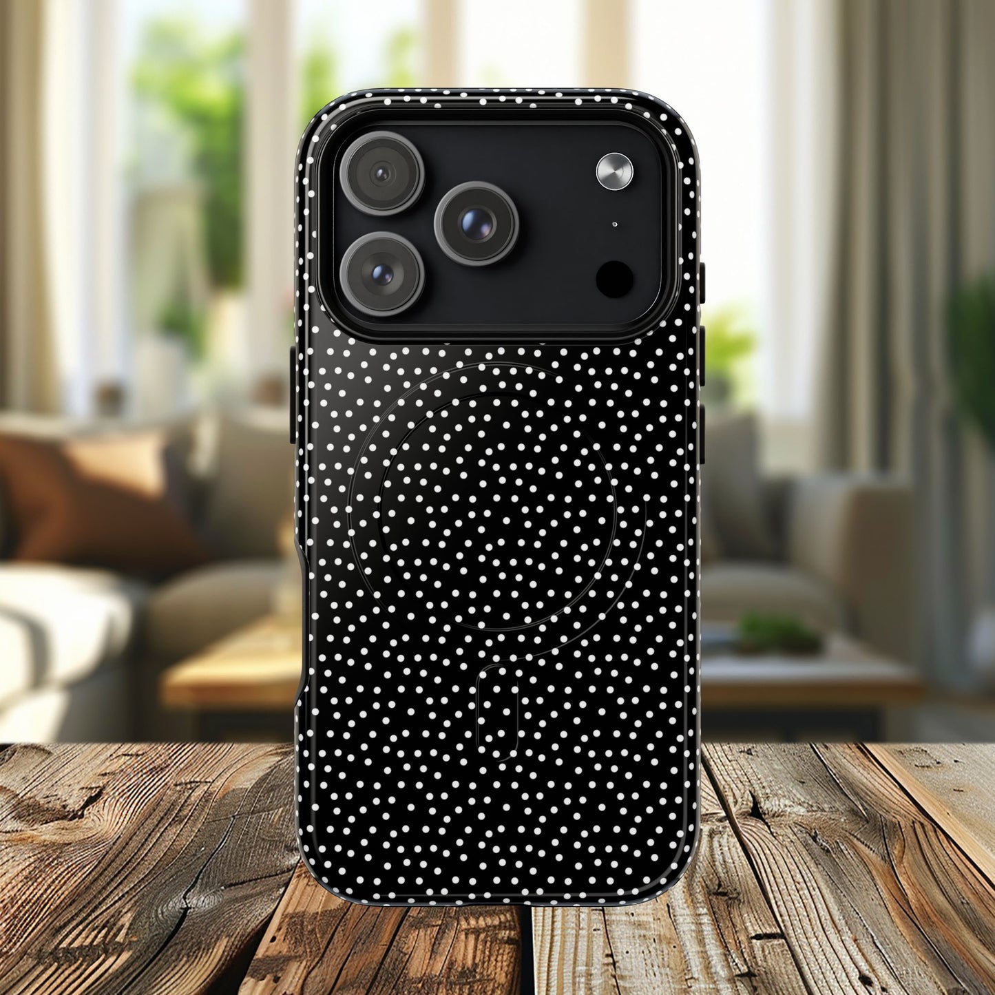 Small Polka Dot Tough iPhone Magnetic Case, Durable iPhone Accessories, Gifts for Tech Lovers, Modern Design.