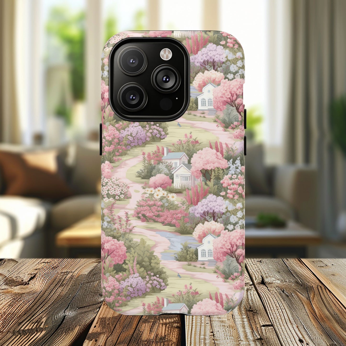 Whispers of Spring Lane Tough iPhone Magnetic Case, Floral iPhone Protection, Gift for Nature Lovers, Spring Accents, Durable Design, Customizable iPhone Cases