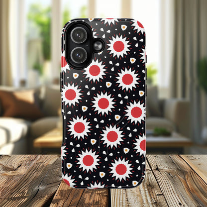 Crimson Spark Radiance Bold Floral Magnetic iPhone Cases, Stylish Tough Cases, Unique iPhone Accessories, Perfect Gift for Her, Trendy Tech Gear.