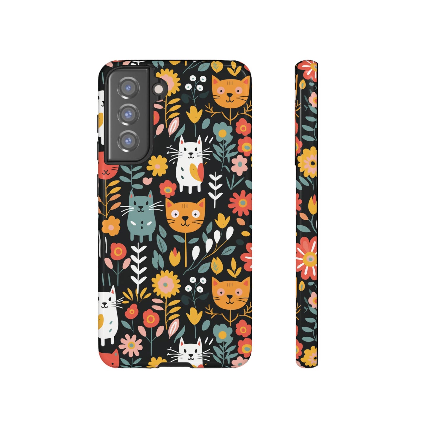 Whimsical Feline Garden iPhone, Samsung or Google Pixel Tough Cases