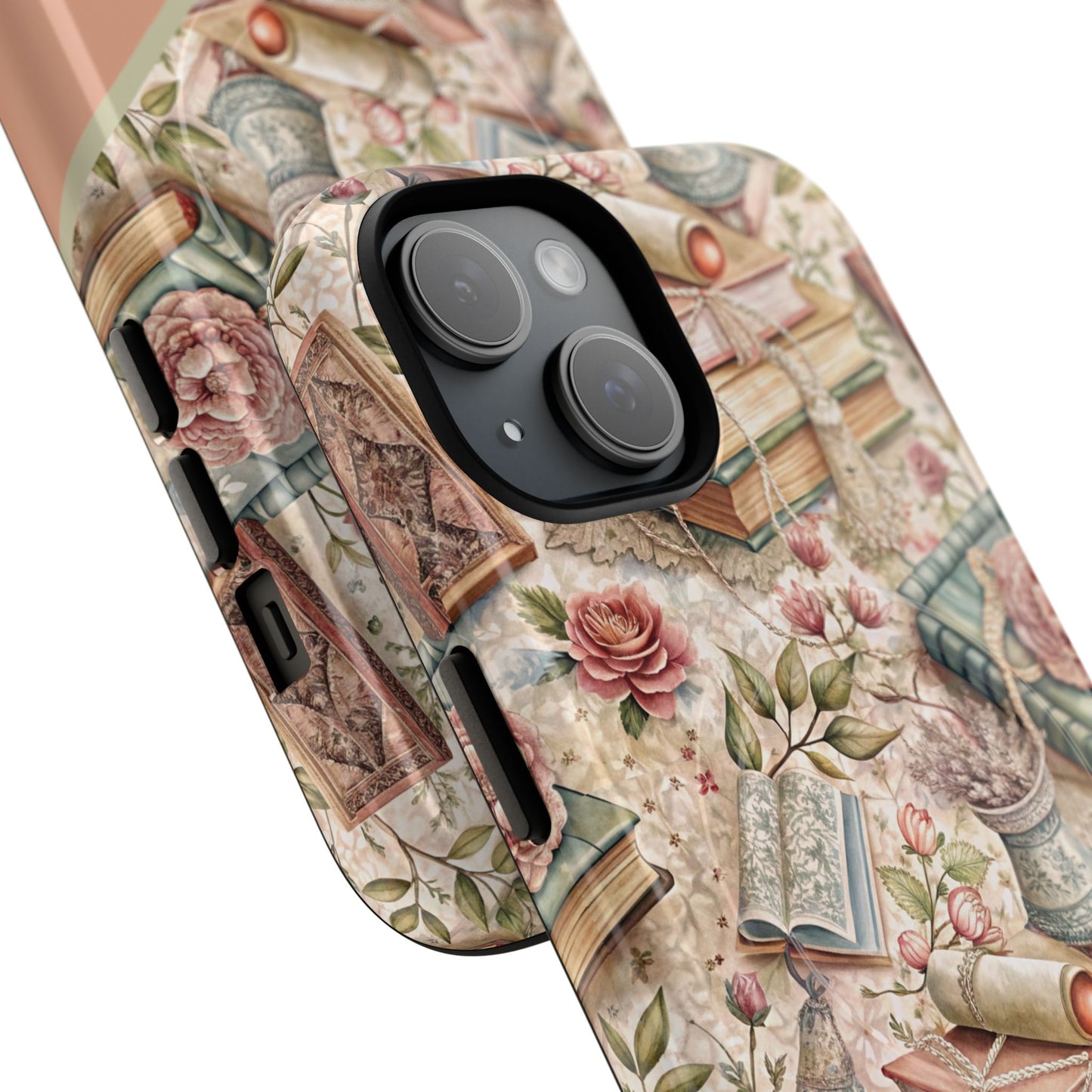 Persoonalized Vintage Book Lover's Tough Magnetic iPhone Case, Literary Gifts, Floral Design, Bookish Aesthetic, Unique Gift for Readers, Protective Case