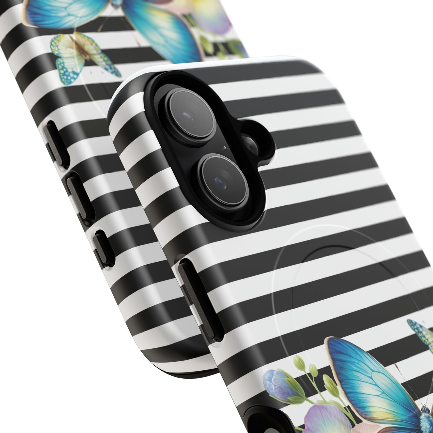 Pansy Parade Tough iPhone Magnetic Cases, Floral Tough Case, Striped iPhone Magnetic Cover, Phone Accessory, Gift for Nature Lovers