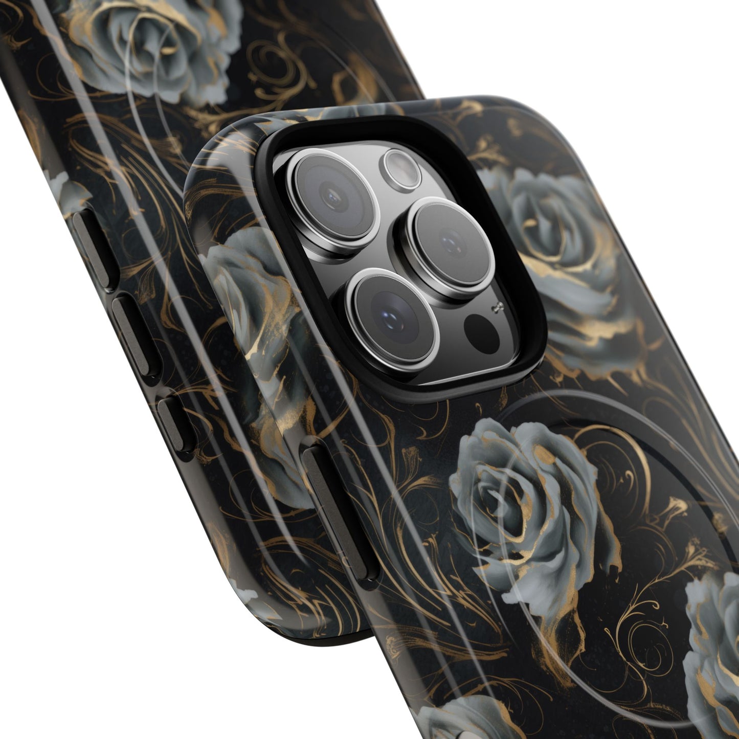 Midnight Bloom Tough iPhone Magnetic Cases,  iPhone 14, iPhone 15, iPhone 16, Pro, Pro Max, Plus MagSafe Case, Protective Tech Accessories, Gift for Her, Floral Design