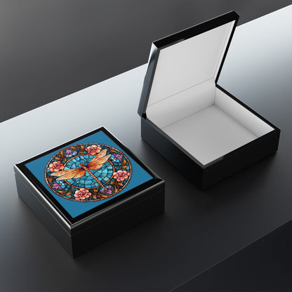 Dragonfly Stained Glass Jewelry Box — Floral Keepsake Box