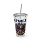 Patriotic Eagle 16oz Tumbler with Straw — "Happy 4th of July" USA Design