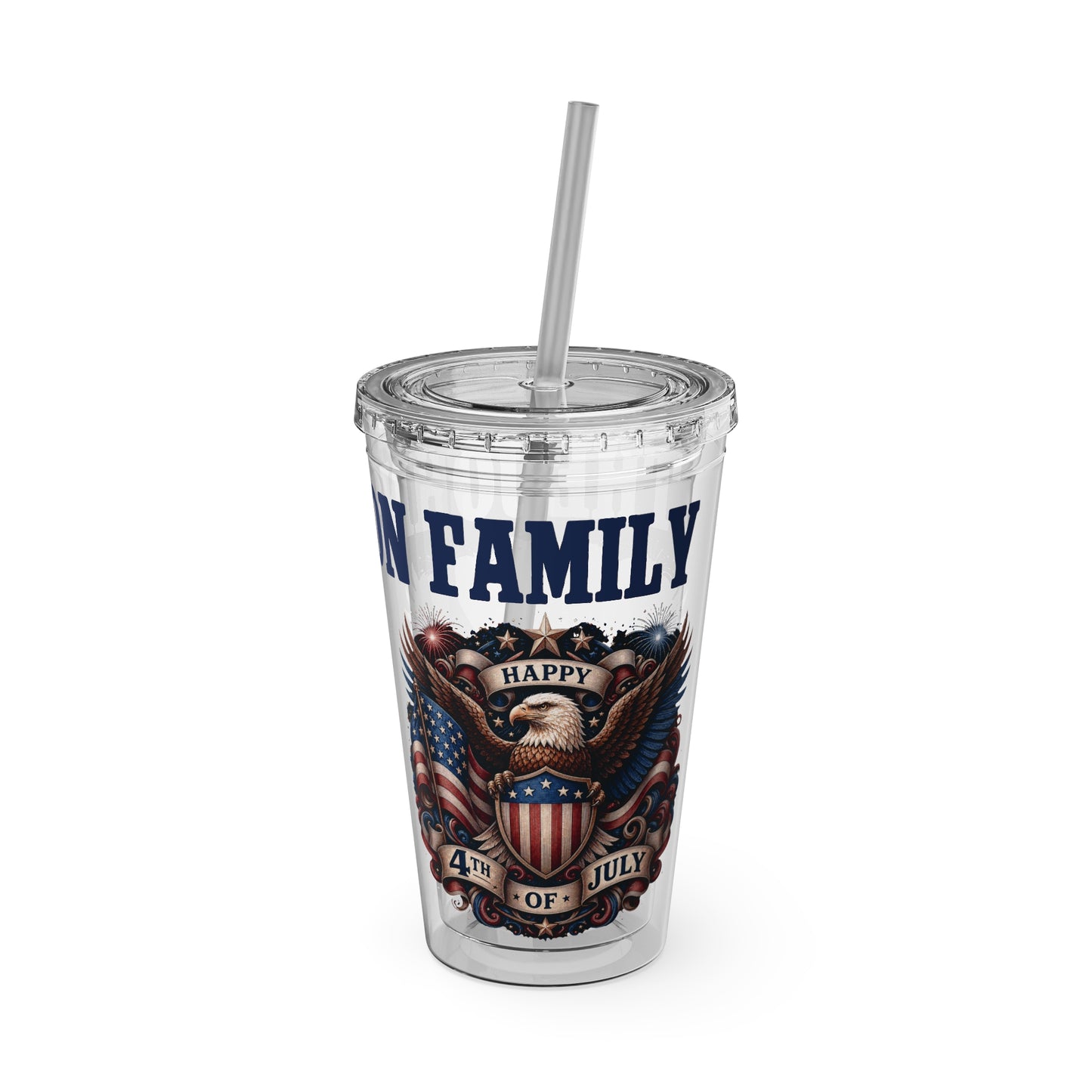 Patriotic Eagle 16oz Tumbler with Straw — "Happy 4th of July" USA Design