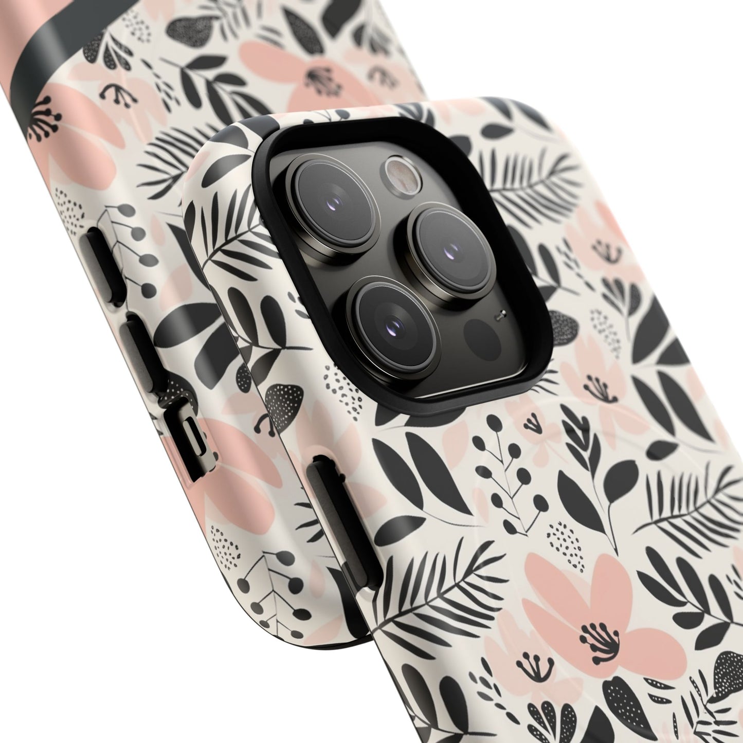 Personalized Floral Blush Garden Whisper Tough Magnetic MagSafe® iPhone® 13, 14, 15, 16, 17, Pro, Pro Max, Plus Cases (Custom Name).