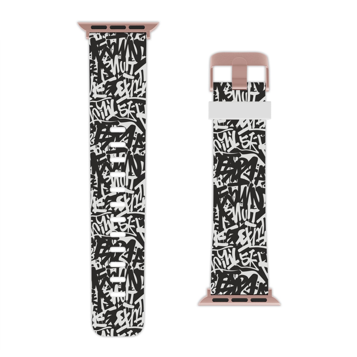 Urban Graffiti Trendy Apple Watch Band with Urban Design - Black and White Graffiti Style
