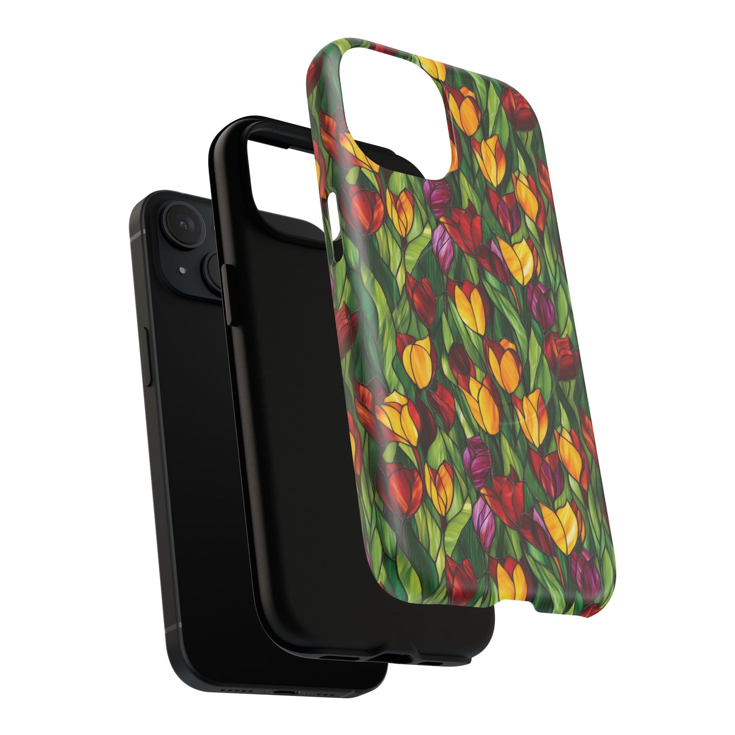 Floral Luminous Whirl Tough Magnetic iPhone Case, Stylish Protection for Everyday Life, Gift for Flower Lovers, Unique iPhone Accessory, Stained Glass iPhone Protection.